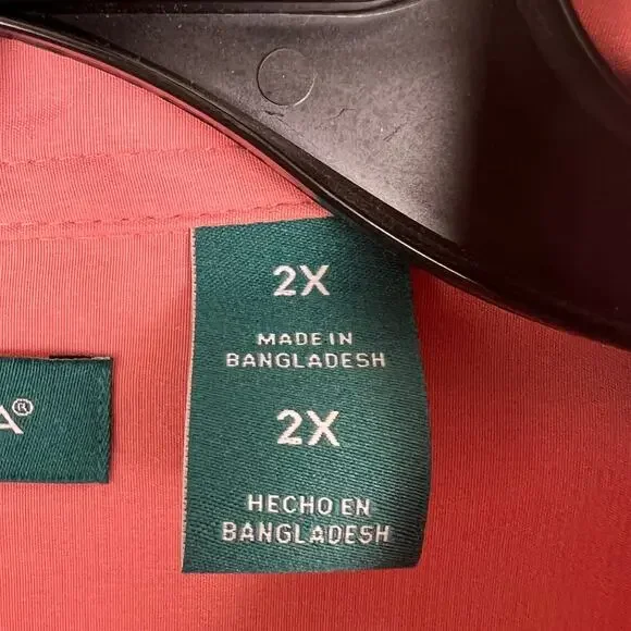 CUBAVERA shirt men’s 2X short sleeve camp/bowling button up salmon pink - Picture 4 of 8